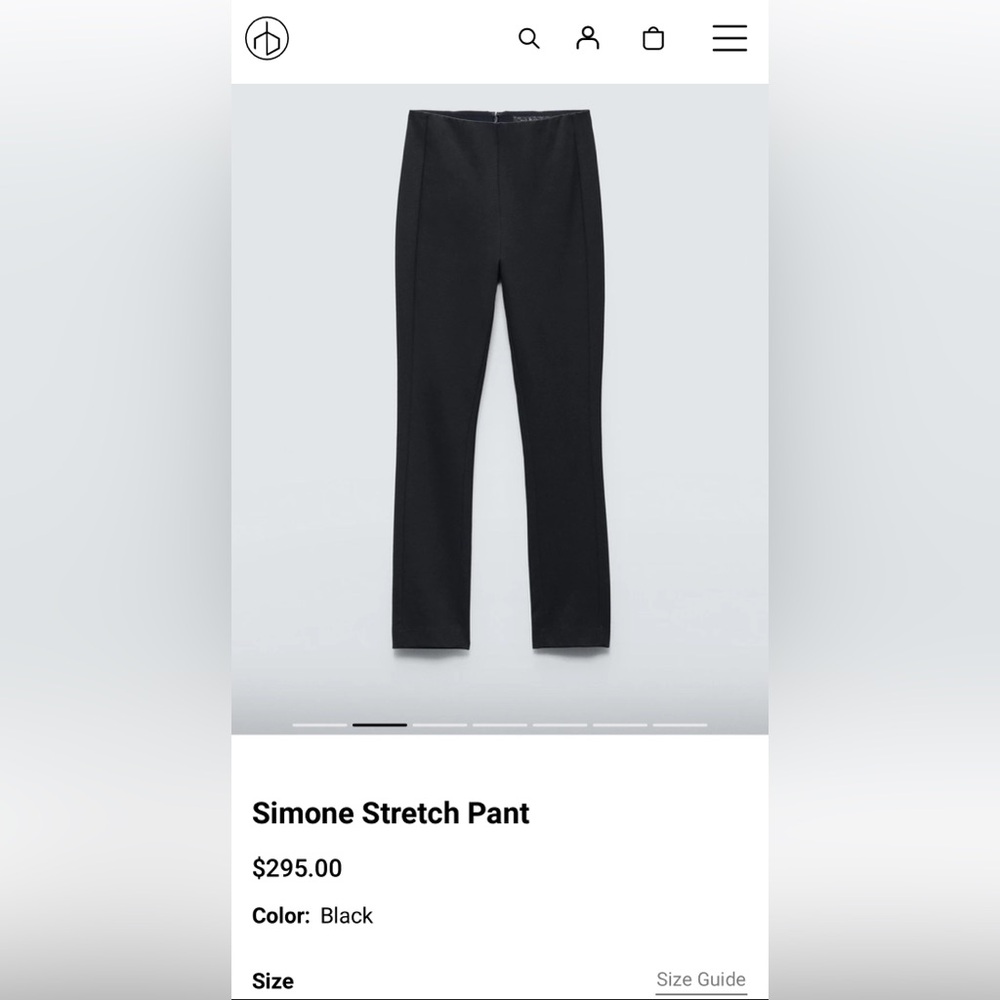 Rag & Bone Simone Stretch Pants, Black, Size 4